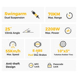Ausom L2 Electric Scooter, 2*800W Motor, 48V 15.6Ah