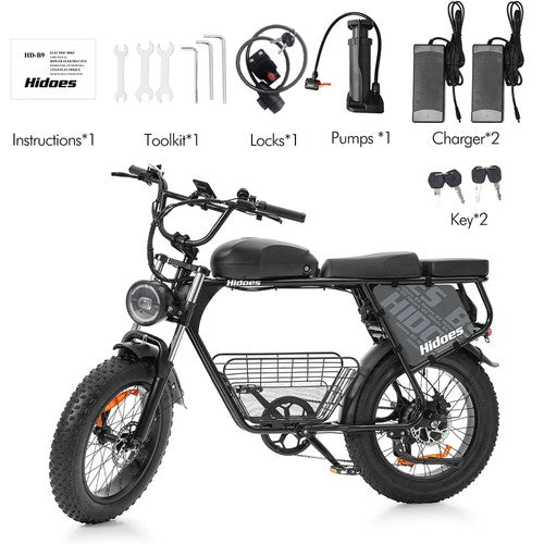 Hidoes B9 Electric Bike, 750W Motor, 48V 18.2Ah+15.6Ah Dual Battery