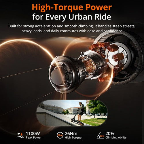 Fynzo S11 Foldable Electric Scooter, 1100W Peak Motor, 48V 15.6Ah