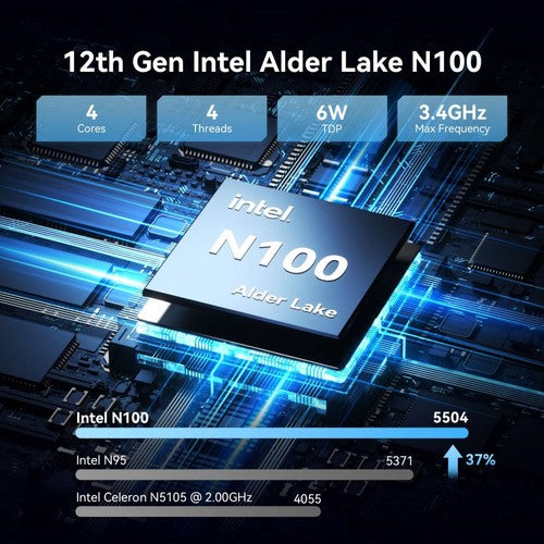 GEEKOM Air12 Lite Mini PC, Intel N100 4 Cores Max 3.4GHz, 8GB RAM 256GB SSD