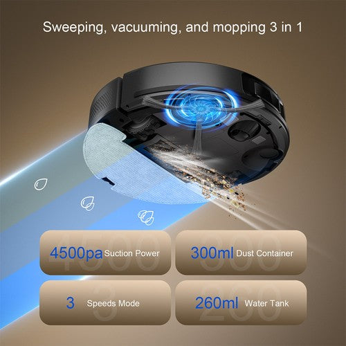 Teendow D10S MAX 2-in-1 Robot Vacuum Cleaner and Mop with Auto-empty Station, 4500Pa