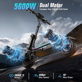 FENGQS GT7 Foldable Electric Scooter, Dual 2800W Motors, 60V 27Ah