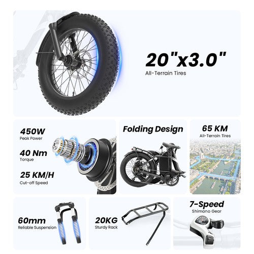 Touroll S3 Step-Thru Electric Bike, 250W Motor, 36V 13Ah