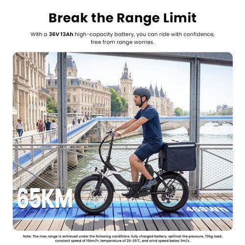 Touroll S3 Step-Thru Electric Bike, 250W Motor, 36V 13Ah