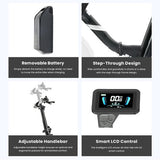 Touroll S3 Step-Thru Electric Bike, 250W Motor, 36V 13Ah