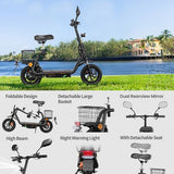 TWOFISH M5 PRO-E Electric Scooter with Seat and Rear Basket, 500W