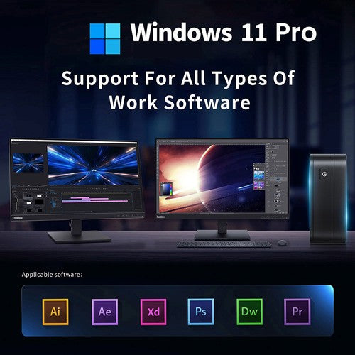 RUPA HSI-100MINI Mini PC, Intel N100 4 Cores Max 3.4GHz, 12GB RAM 512GB SSD