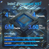 MINIX NEO Z97 Mini PC, Intel N97 4 Cores Max 3.6GHz, 12GB LPDDR5X RAM 512GB SSD