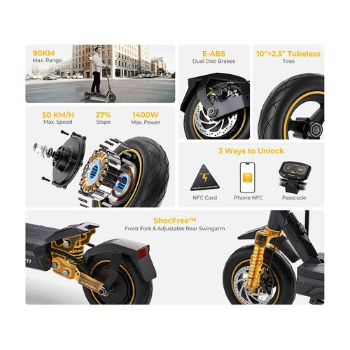 Ausom K20 Pro Electric Scooter, 1000W Motor, 48V 18Ah