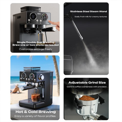 HiBREW H20 All-in-One Coffee Machine with Built-in Grinder, Dual Hot & Cold Extraction