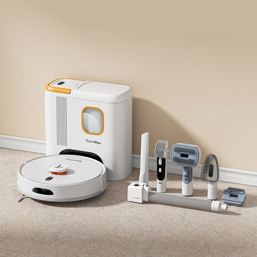 Teendow D20S MAX+ 2in1 Robot Vacuum Cleaner & Pet Grooming Tool, 6000Pa