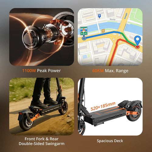 Fynzo S11 Foldable Electric Scooter, 1100W Peak Motor, 48V 15.6Ah