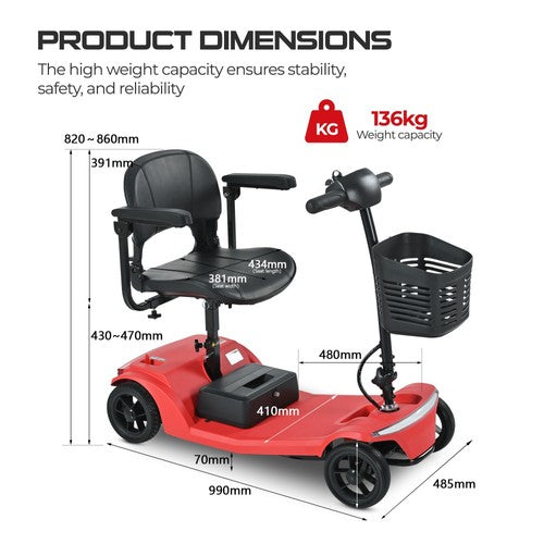 Sweetrich S2 Mobility Scooter, 250W Motor, 24V 12Ah