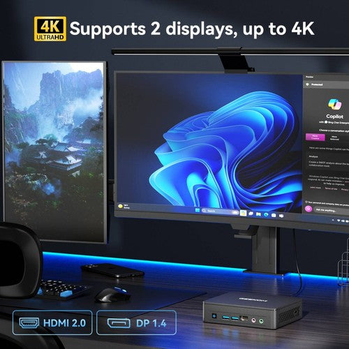 GEEKOM Air12 Lite Mini PC, Intel N100 4 Cores Max 3.4GHz, 8GB RAM 256GB SSD