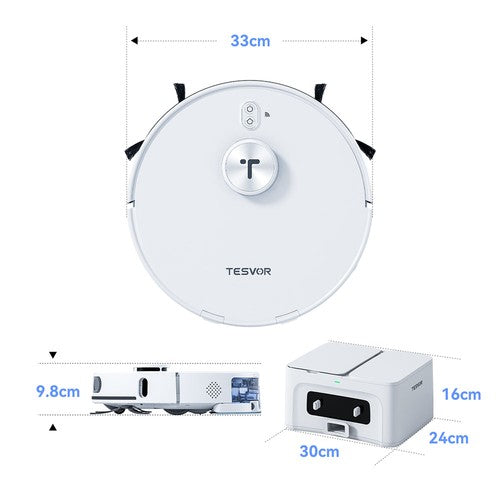 Tesvor S8 Max Robot Vacuum Cleaner, 3-in-1 Vacuum/Sweep/Mop, 8000Pa