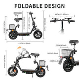 TWOFISH M5 PRO-E Electric Scooter with Seat and Rear Basket, 500W