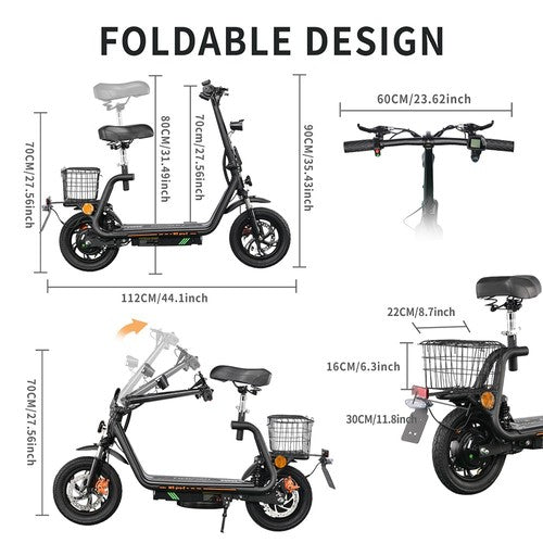 TWOFISH M5 PRO-E Electric Scooter with Seat and Rear Basket, 500W