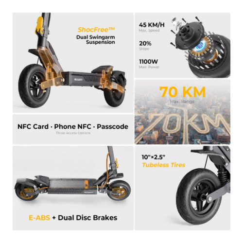 Ausom Gosoul 2 Electric Scooter, 800W Motor, 48V 13Ah