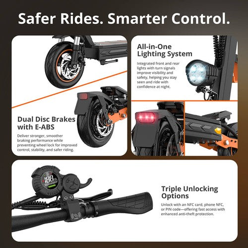 Fynzo S11 Foldable Electric Scooter, 1100W Peak Motor, 48V 15.6Ah