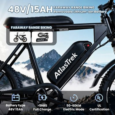 AtlasTrek V8 Max Electric Bike 48V 15Ah 500W